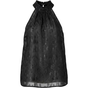 AQUA Womens Halter Top Sheer Black Small Whimsy Y2K Silhouette Party‎